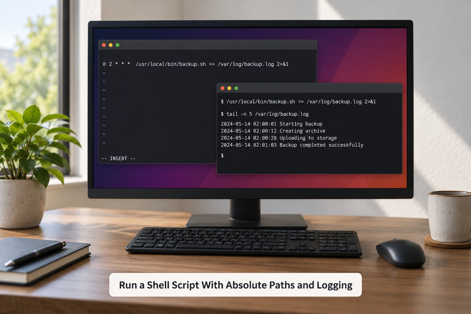 Run a Shell Script With Absolute Paths and Logging
