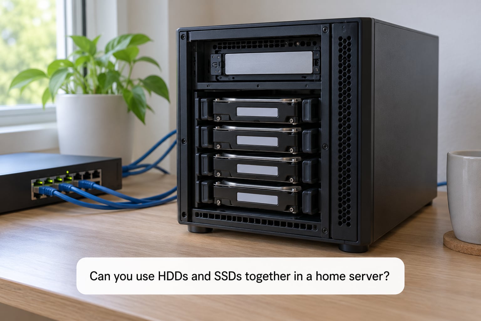 Can you use HDDs and SSDs together in a home server?