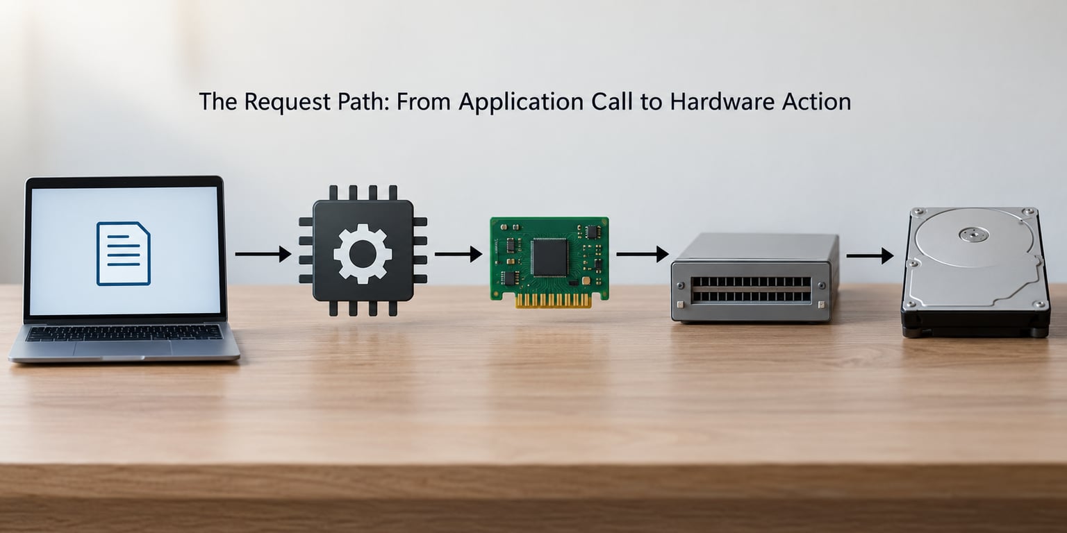The Request Path: From Application Call to Hardware Action