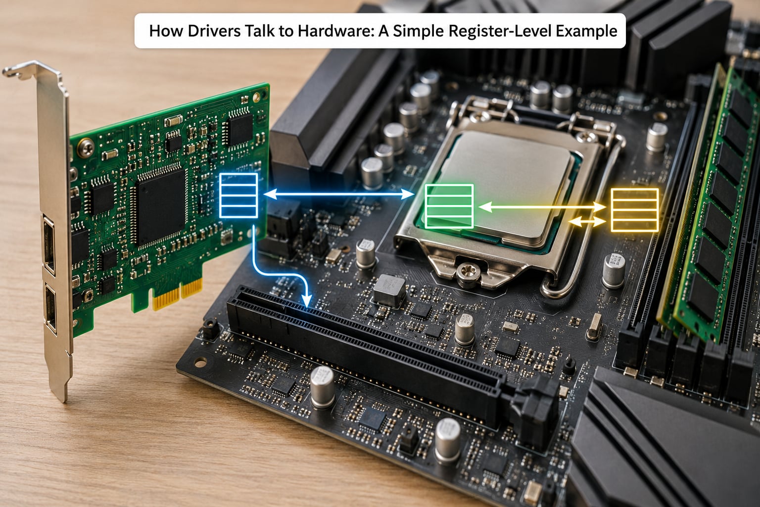 How Drivers Talk to Hardware: A Simple Register-Level Example