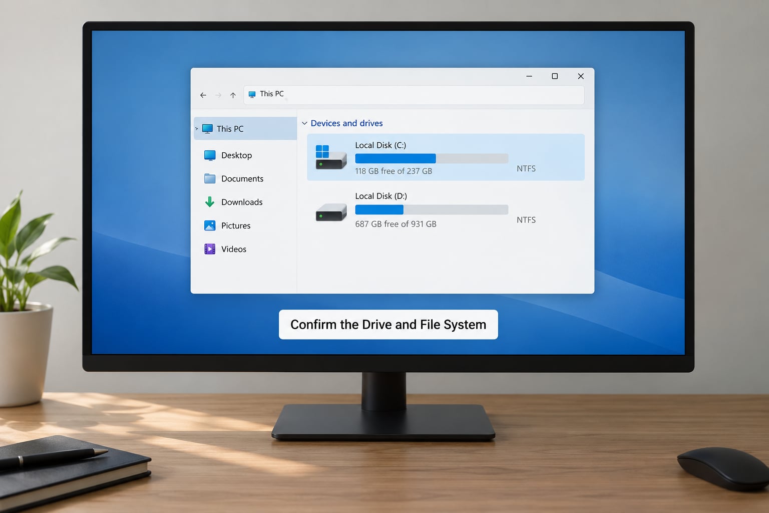 Confirm the Drive and File System