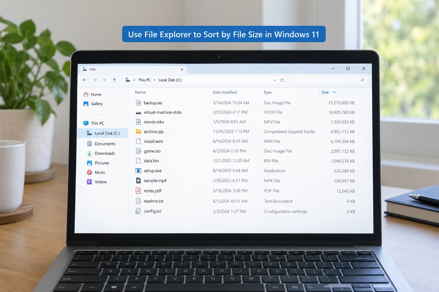 Use File Explorer to Sort by File Size in Windows 11