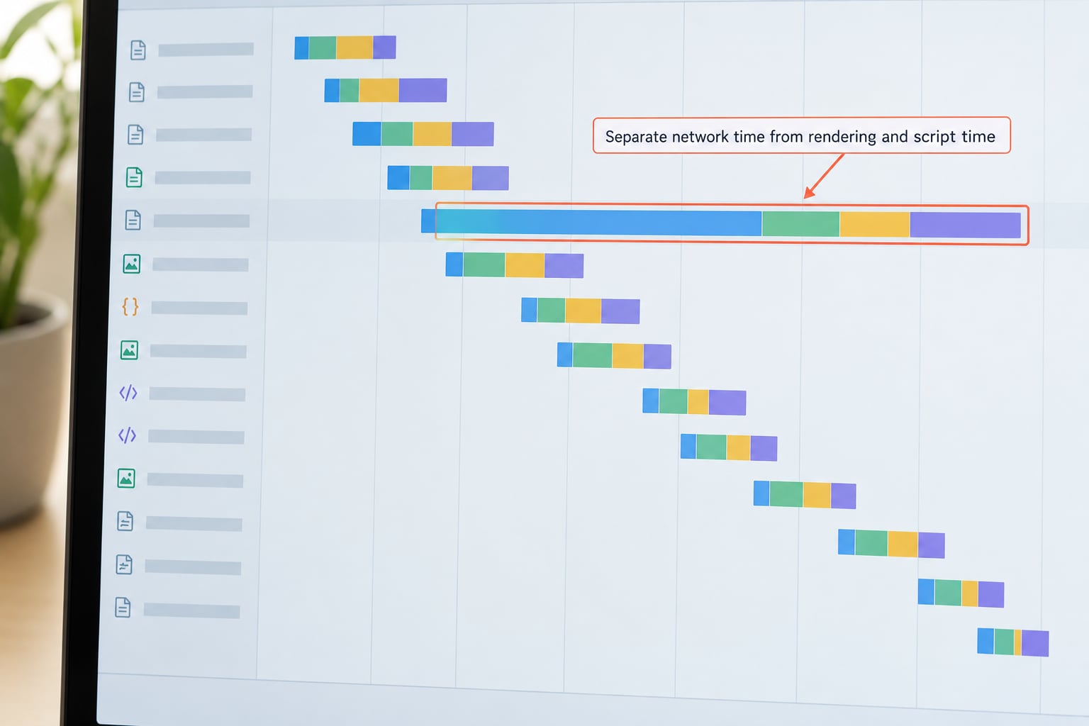 Separate network time from rendering and script time