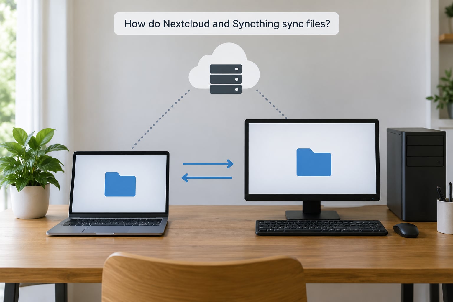 How do Nextcloud and Syncthing sync files?